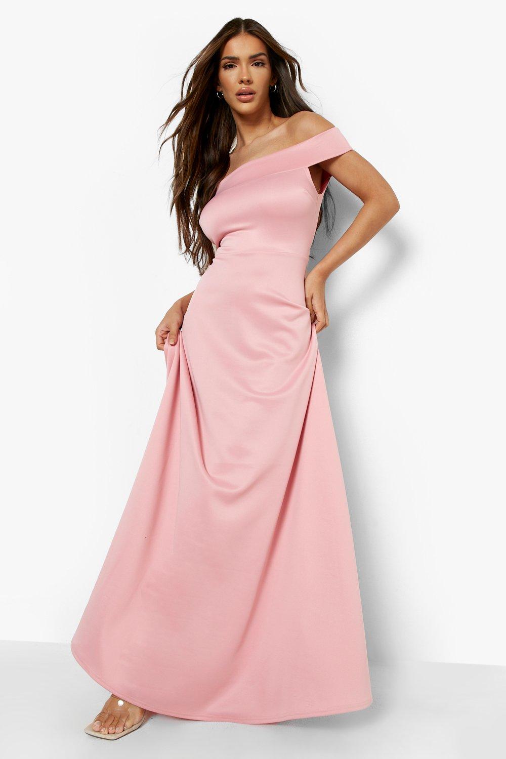 Pink off the shoulder skater dress hotsell